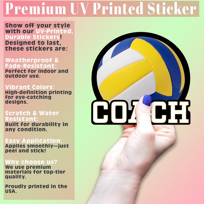 KCD Volleyball Coach Vinyl Decal Sticker | Cars Trucks Vans Windows Walls Cups Laptops | White on Black Background | 5 X 4.8 Inches | KCD2004 - Image 3